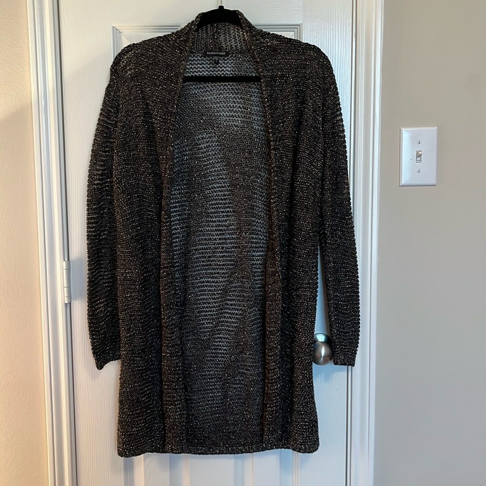 Eileen Fisher Loose Knit Metallic Cardigan
